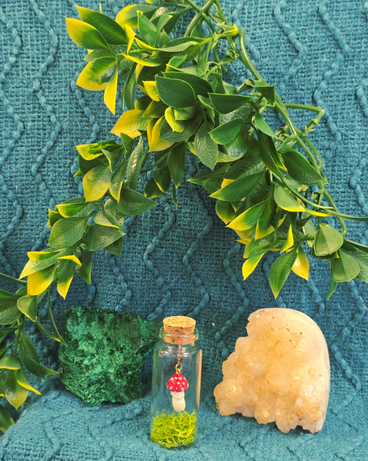 Mushroom In A Bottle - Miniature Polymer Clay Diorama