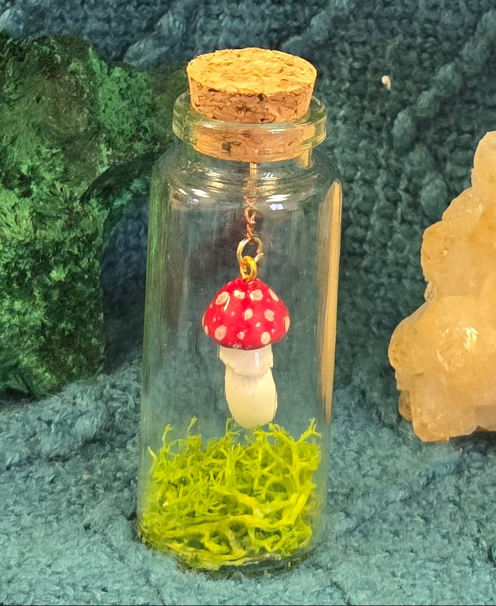 Mushroom In A Bottle - Miniature Polymer Clay Diorama