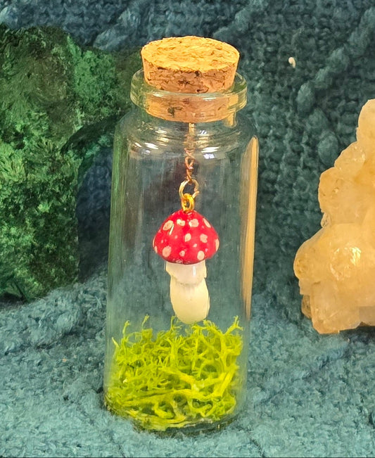 Mushroom In A Bottle - Miniature Polymer Clay Diorama