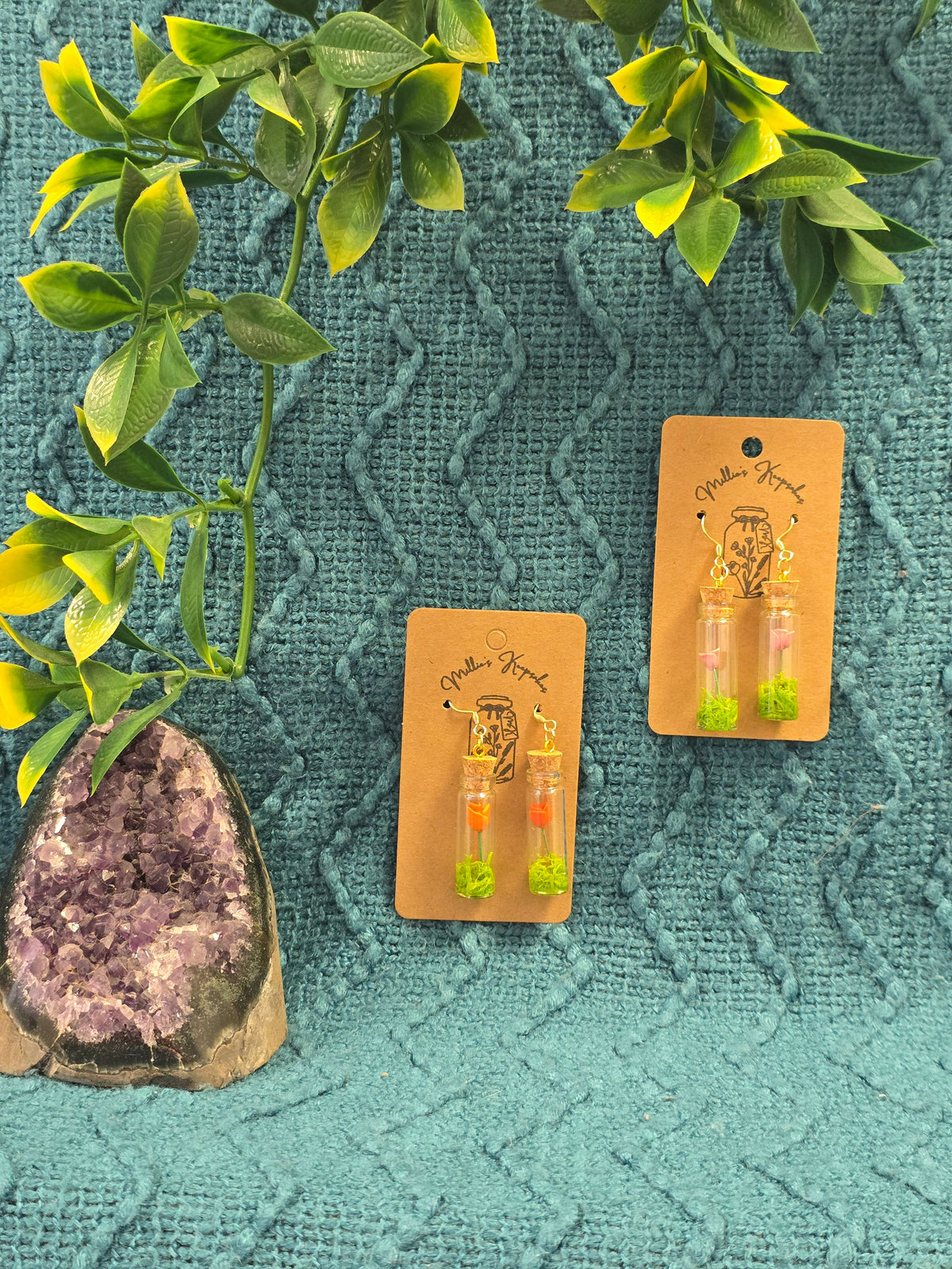 Pink Forever Meadow - Earrings Set