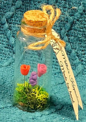 Meadow In A Bottle - Miniature Polymer Clay Diorama